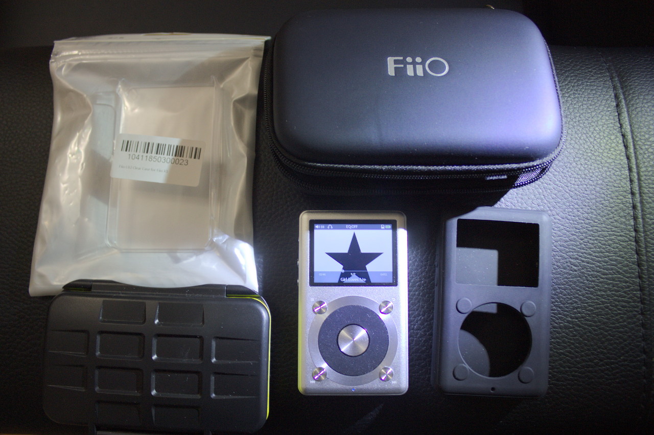 Fiio X1, custodia silicone, Fiio C02 Clear Case, Fiio LC-X1 Leather Case e porta micro sd
