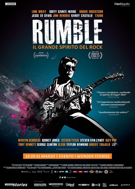 Locandina del film documentario "Rumble il grande spirito del rock"